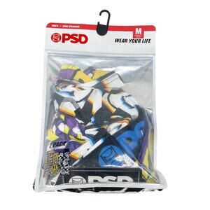 PSD Men's Smiley Dripp Core Standard Boxer Briefs Multicolor 2 Pack Size Medium